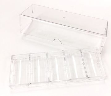 Chip Rack: Clear Acrylic Chip Rack with Lift-Lid (Horizontal). Holds 100- 39mm Round Chips.
